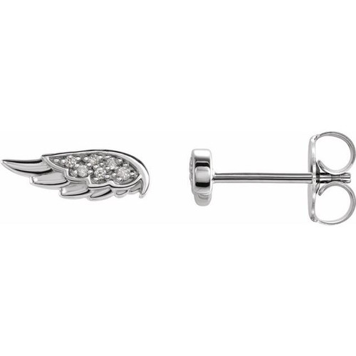 Platinum Diamond Angel Wing Earrings