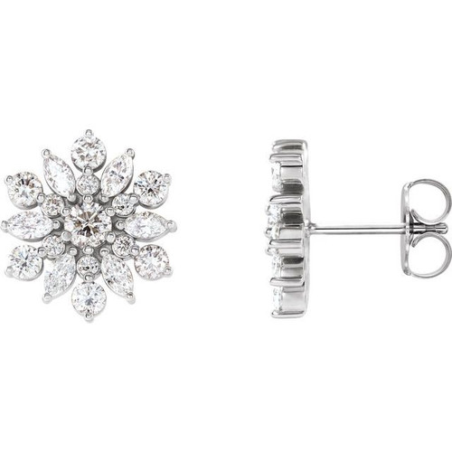 Platinum Diamond Starburst Earrings