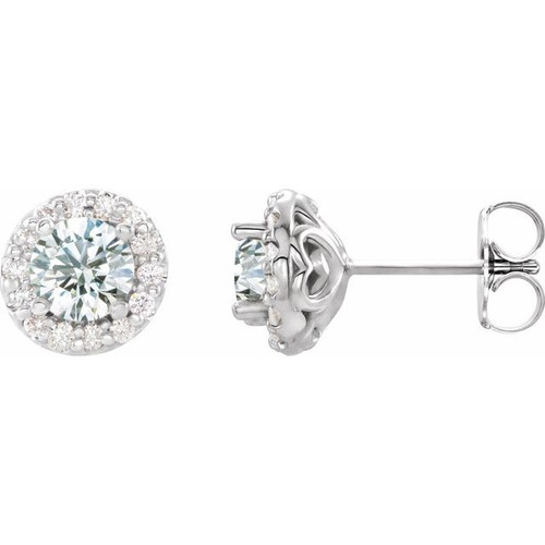 Platinum Diamond White Sapphire Earrings