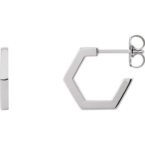 Platinum Geometric Hoop Earrings