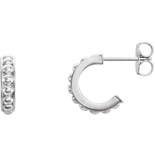 Platinum Beaded Hoop Earrings