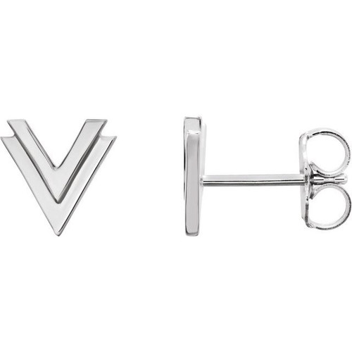 Platinum Double "V" Earrings