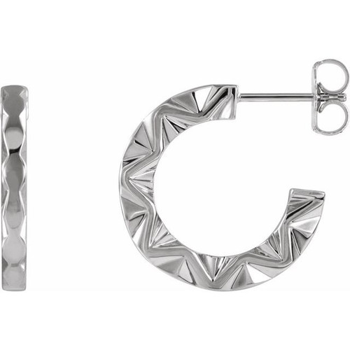 Fun Platinum Geometric Hoop Earrings