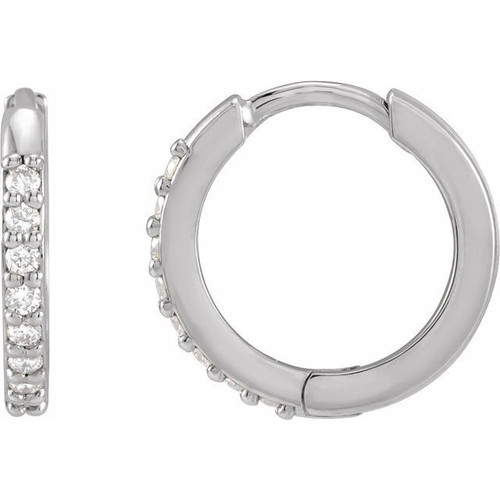 Natural Diamond Platinum Huggie Earrings