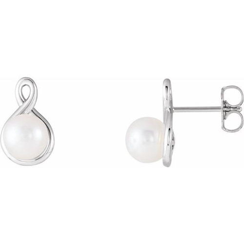 Platinum Simple Pearl Earrings