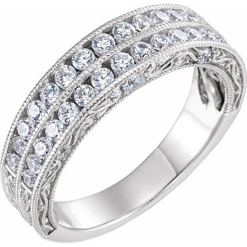 Platinum 3/4CTW Natural Diamond Anniversary Band