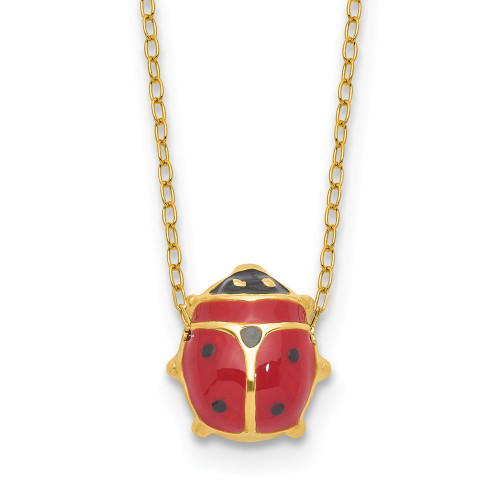 14K Yellow Gold Enameled Ladybug Necklace