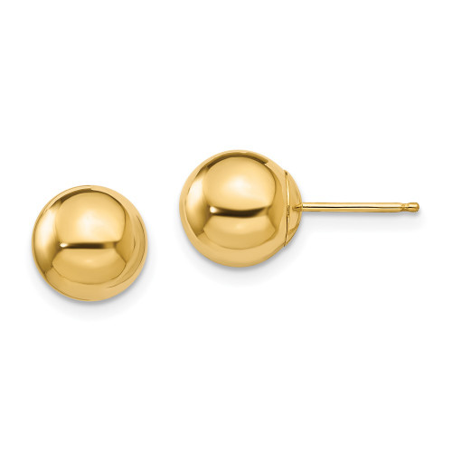 14K Yellow Gold 8mm Ball Post Earrings