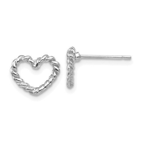 14K White Gold Polished Twisted Heart Post Earrings