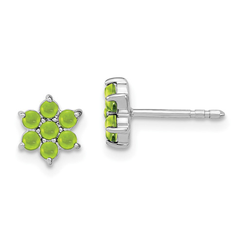 14K White Gold Peridot Floral Post Earrings