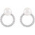 Platinum Cultured White Akoya Pearl & Curb Circle-Chain Earrings