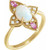 14K Yellow Gold Natural Ethiopian Opal, Diamond and Pink Sapphire Vintage Ring