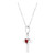 14K White Gold Natural Mozambique Garnet Heart Cross Necklace