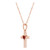 14K Rose Gold Natural Mozambique Garnet Heart Cross Necklace