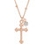 14K Rose Gold .06 CT Diamond Dangle & Beaded Cross Necklace