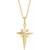 14K Yellow Gold .03 CT Natural Diamond Celestial Cross Necklace