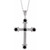 14K White Gold Natural Onyx Cross Necklace