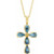 14K Yellow Gold Natural Aquamarine Cross Necklace