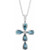 14K White Gold Natural Aquamarine Cross Necklace