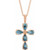 14K Rose Gold Natural Aquamarine Cross Necklace