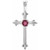 14K White Gold Natural Ruby Cross Pendant