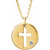 14K Yellow Gold .03 CT Natural Diamond Pierced Cross Disc Necklace