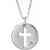 14K White Gold .03 CT Natural Diamond Pierced Cross Disc Necklace