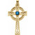 14K Yellow Gold Natural Blue Star Sapphire Cross Pendant