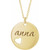 14K Yellow Gold Engravable Pierced Heart Disc Necklace