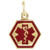 14K Yellow Gold Medical Identification Red Enamel Pendant