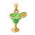 14K Yellow Gold 2-D Green Enameled Salted Margarita Drink Charm