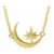 14K Yellow Gold Crescent Moon & Star Necklace