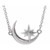 14K White Gold Crescent Moon & Star Necklace