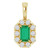 14K Yellow Gold Natural Emerald & 1/8 CTW Natural Diamond Halo-Style Pendant
