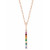 14K Rose Gold Natural Multi-Gemstone Rainbow Bar Necklace