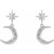 14K White Gold Crescent Moon Dangle Earrings