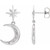 14K White Gold Crescent Moon Dangle Earrings