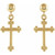 14K Yellow Gold Cross & Ball Dangle Earrings