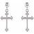 14K White Gold Cross & Ball Dangle Earrings