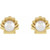 14K Yellow Gold Cultured White Seed Pearl Shell Earrings