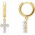 14K Yellow Gold Cultured White Seed Pearl Cross Hoop Earrings