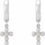 14K White Gold Cultured White Seed Pearl Cross Hoop Earrings