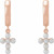 14K Rose Gold Cultured White Seed Pearl Cross Hoop Earrings