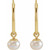14K Yellow Gold Cultured White Freshwater Pearl Huggie Earrings