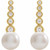 14K Yellow Gold Cultured White Freshwater Pearl & 1/8 CTW Natural Diamond Drop Earrings