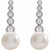 14K White Gold Cultured White Freshwater Pearl & 1/8 CTW Natural Diamond Drop Earrings