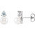 14K White Gold Cultured White Freshwater Pearl & 1/2 CTW Natural Diamond Earrings