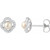 14K White Gold Cultured White Freshwater Pearl & 1/6 CTW Natural Diamond Earrings