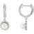 14K White Gold Cultured White Freshwater Pearl & 1/5 CTW Natural Diamond Halo Earrings