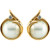 14K Yellow Gold Cultured White Mabe Pearl & 1/8 CTW Natural Diamond Earrings